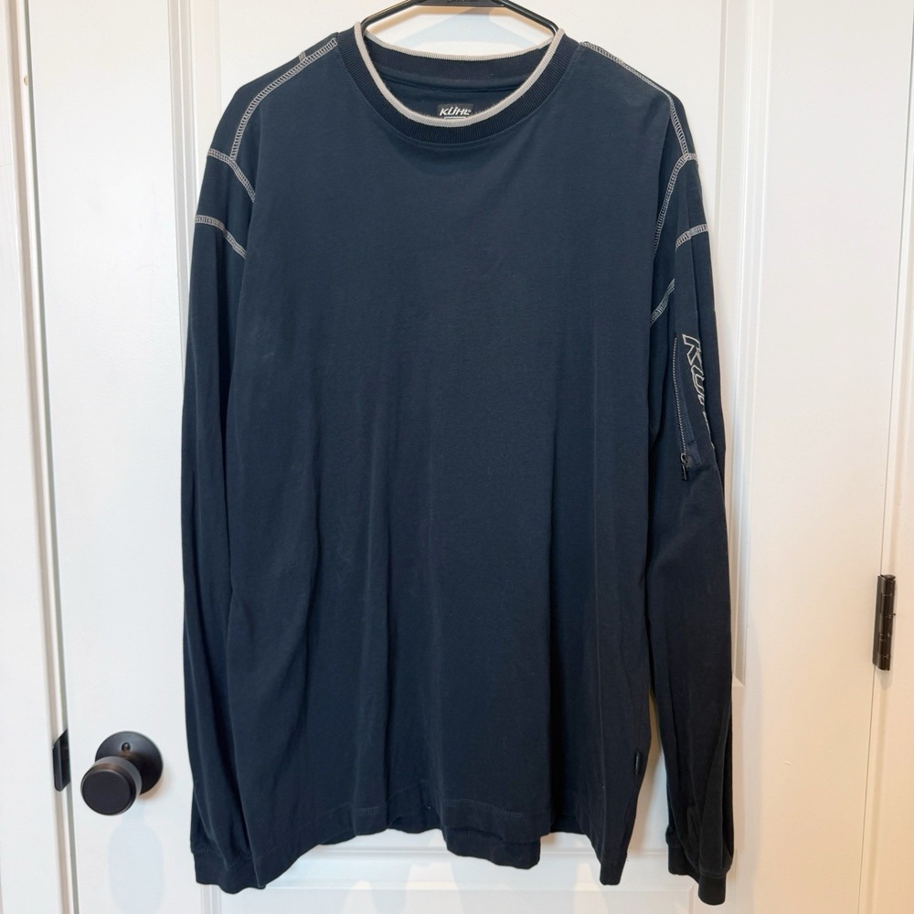 Kuhl Mens Kommando Organic Cotton Crew Neck Shirt Large Blue Comfort Casual